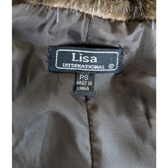 Lisa International Brown Faux Fur Zip Up Vest Jacket Size Small Petite - Picture 7 of 11